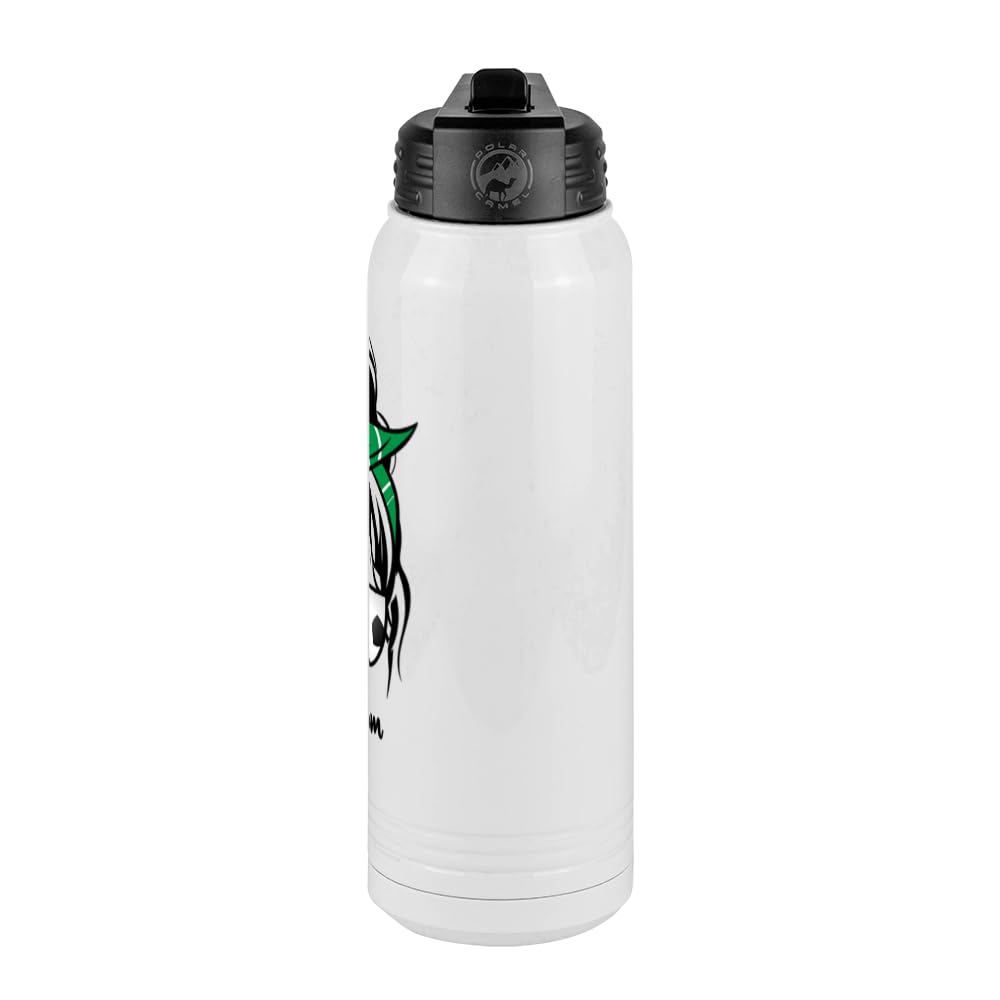 Soccer Mom Water Bottle, Messy Bun, White 30 Oz Polar Camel With Straw Lid, Stainless Steel, Vacuum Insulated