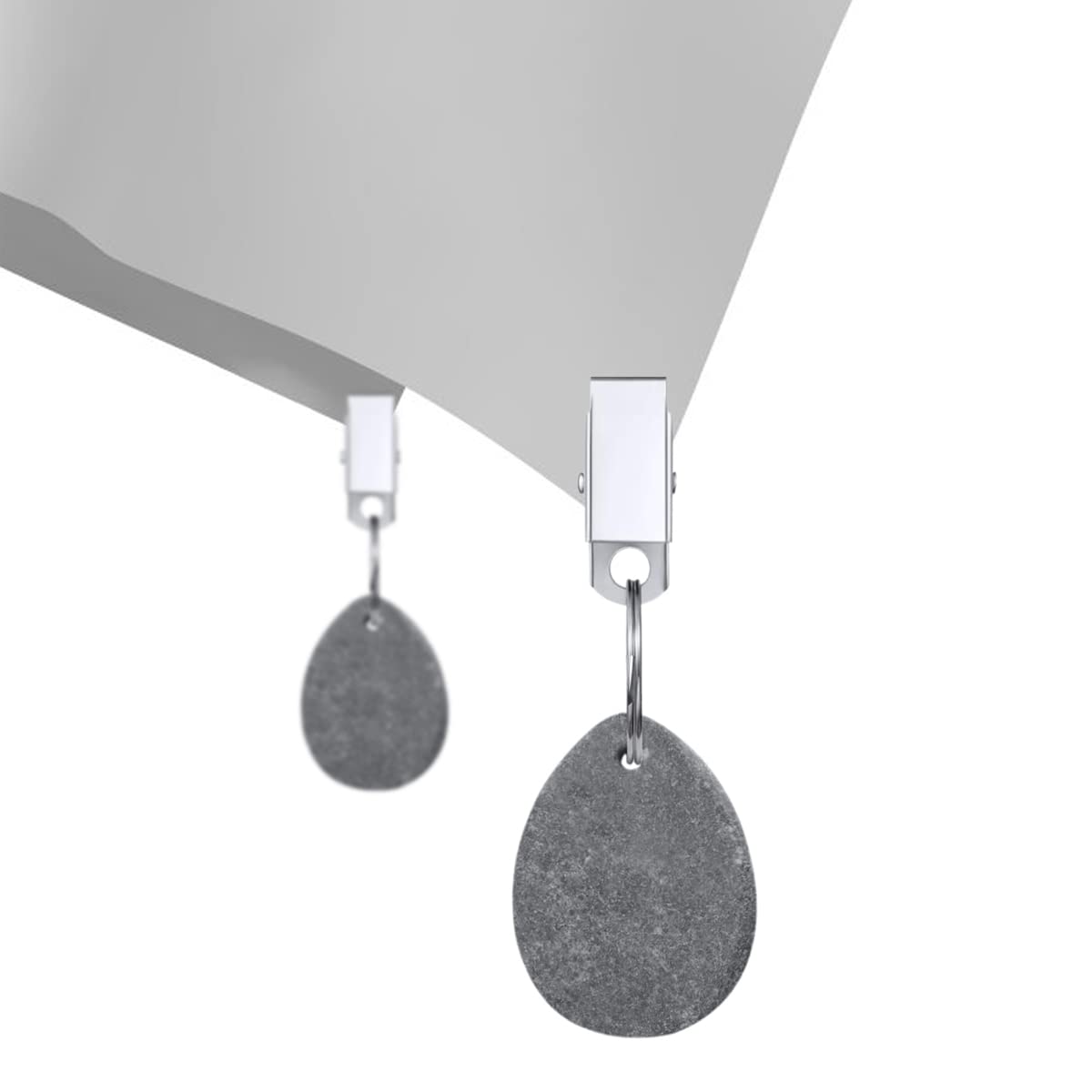 Rjun 8Pcs Tablecloth Weights Tablecloth Pendant Stone Table Cover Weights Hangers With Metal Clips (Drop-Grey)