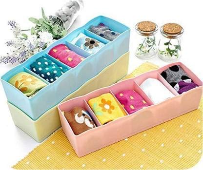 Eopzo Underwear Innerwear Socks Undergarments Storage Drawer Organiser (Set Of 4, Multicolor)