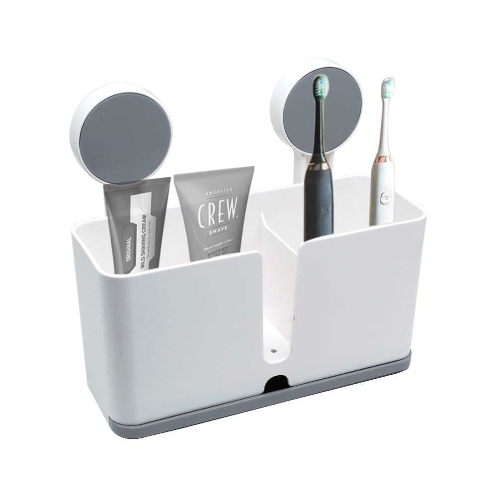 VOLO Plastic Self Adhesive Magic Sticker Wall Mounted Toothbrush Holder With Drain Tray For Bathroom/ Kitchen Spoon Holder/ Toot