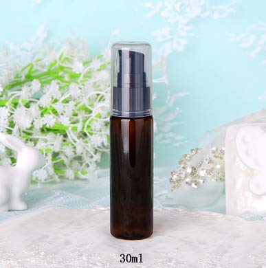 SYBL 6Pcs 30ml Plastic Lotion Pump Bottles, Brown, Refillable Travel Containers for Toiletries and Cosmetics