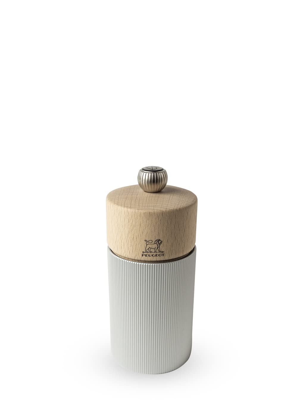 PEUGEOT- Line Pepper Mill Classic Grind Adjustment -Aluminum and PEFC Certified Wood - Made in France- Natural Color. 12 cm-4.75