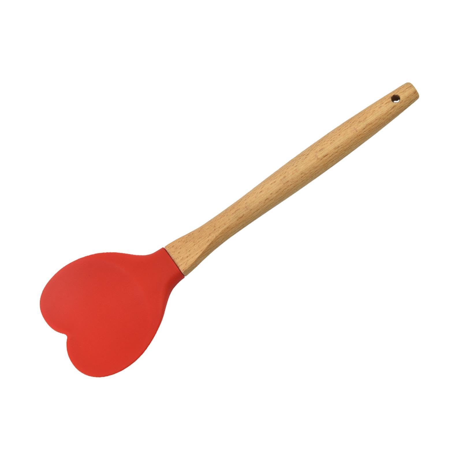 Ujeavette Silicone Spatula Easy Clean Kitchen Utensil Spoon For Baking Cooking Kitchen Red