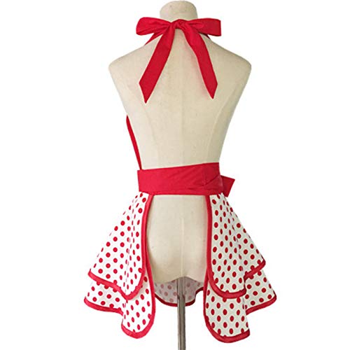 Hyzrz Lovely Handmade Cotton Retro Aprons For Women Girls Cake Kitchen Cook Apron For Mother'S Gift (Red Dot)