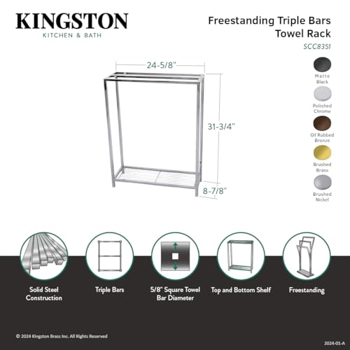 Kingston Brass Scc8351 Edenscape Freestanding Towel-Rack, Polished Chrome 24.63 X 8.88 X 31.75