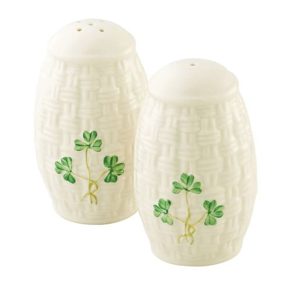 Belleek Shamrock Salt And Pepper Set 1.9'' X 3.25''