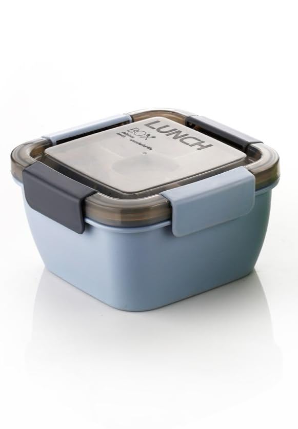 Clazkit Plastic Salad Lunch Box Container with Cutlery and Sauce Container with 5 Compartment Bento Style Tray Leak Proof Lunch 