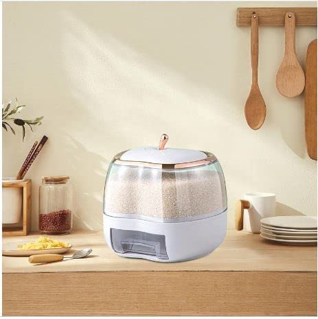 Matiko 5Kg AppleShaped Rice Bucket Kitchen Food Storage Container Sealed Cereal Dispenser MoistureProof Flour Box Rice Grain T