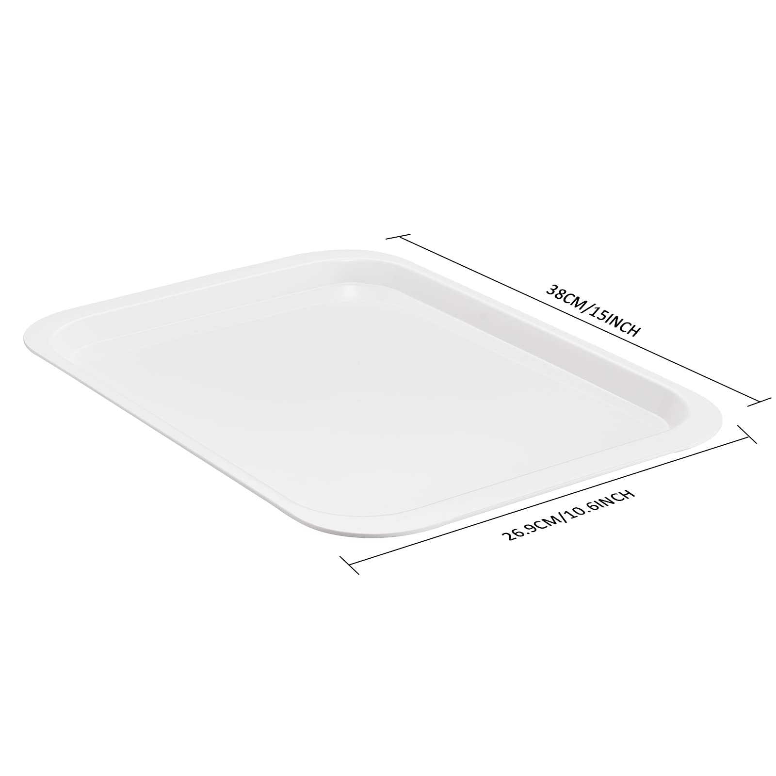 Hsdt Melamine Serving Trays White 15X10.6 Inch Rectangle Cafeteria Fast Food Trays Breakfast Lunch Dinner Trays For Eating Set O