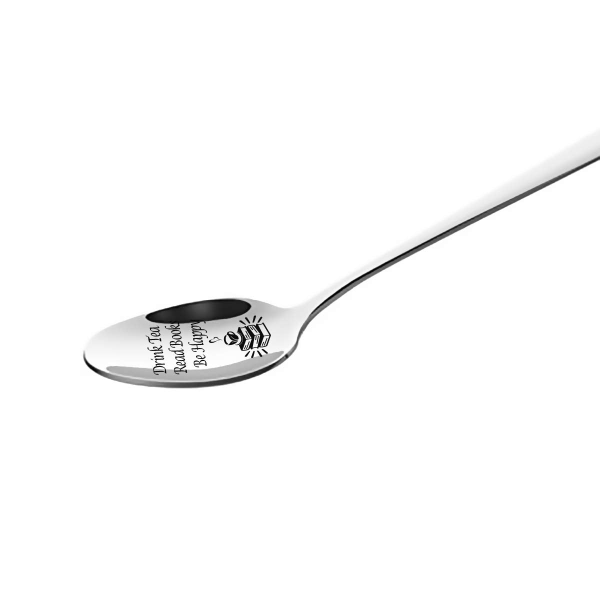 Funny Tea Spoon Engraved Stainless Steel For Tea Lovers Women Men - Cute Drink Tea Read Books Be Happy Spoon - Best For Daughter