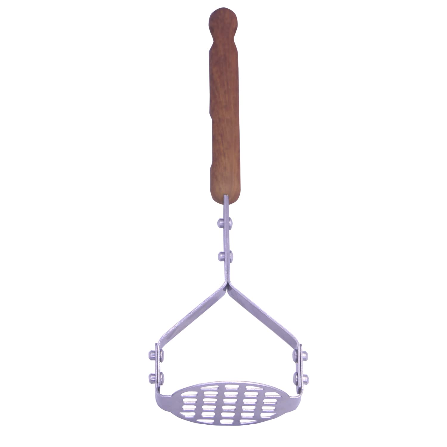 Keewah Mini Potato Masher, Stainless Steel, Brown Handle