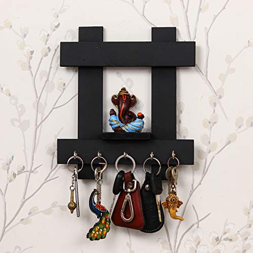 Ecraftindia Lord Ganesha Wooden Keyholder With 5 Key Knobs