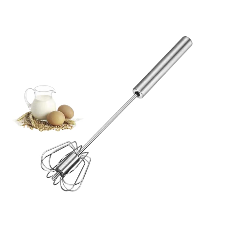 Stainless Steel Egg Whisk, Hand Push Rotary Whisk Blender Versatile Milk Frother Hand Push Mixer Stirrer Make Froth, Foam & Whip