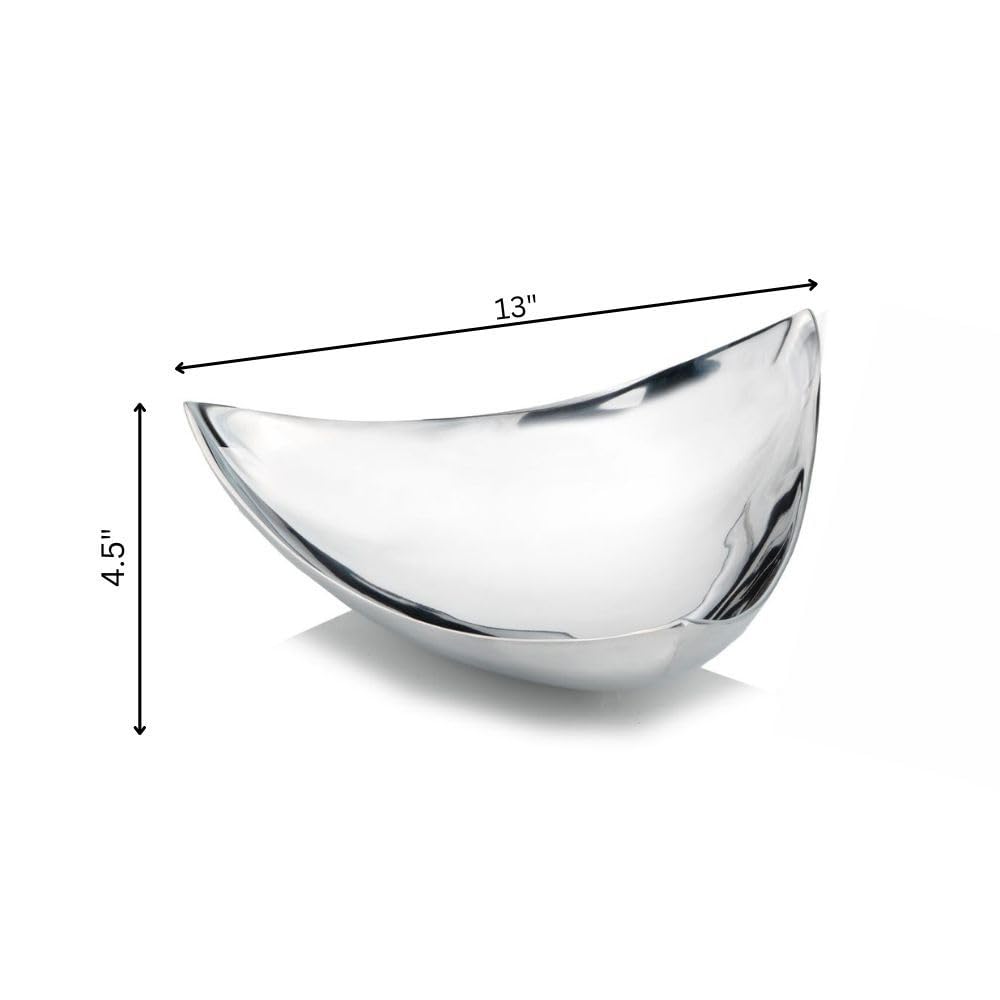 Modern Day Accents 3273 Polished Trigon Tray Decor, Silver Decorative Tray, Aluminum, Triangle Fruit Tray, Fruit Bowl, Potpourri