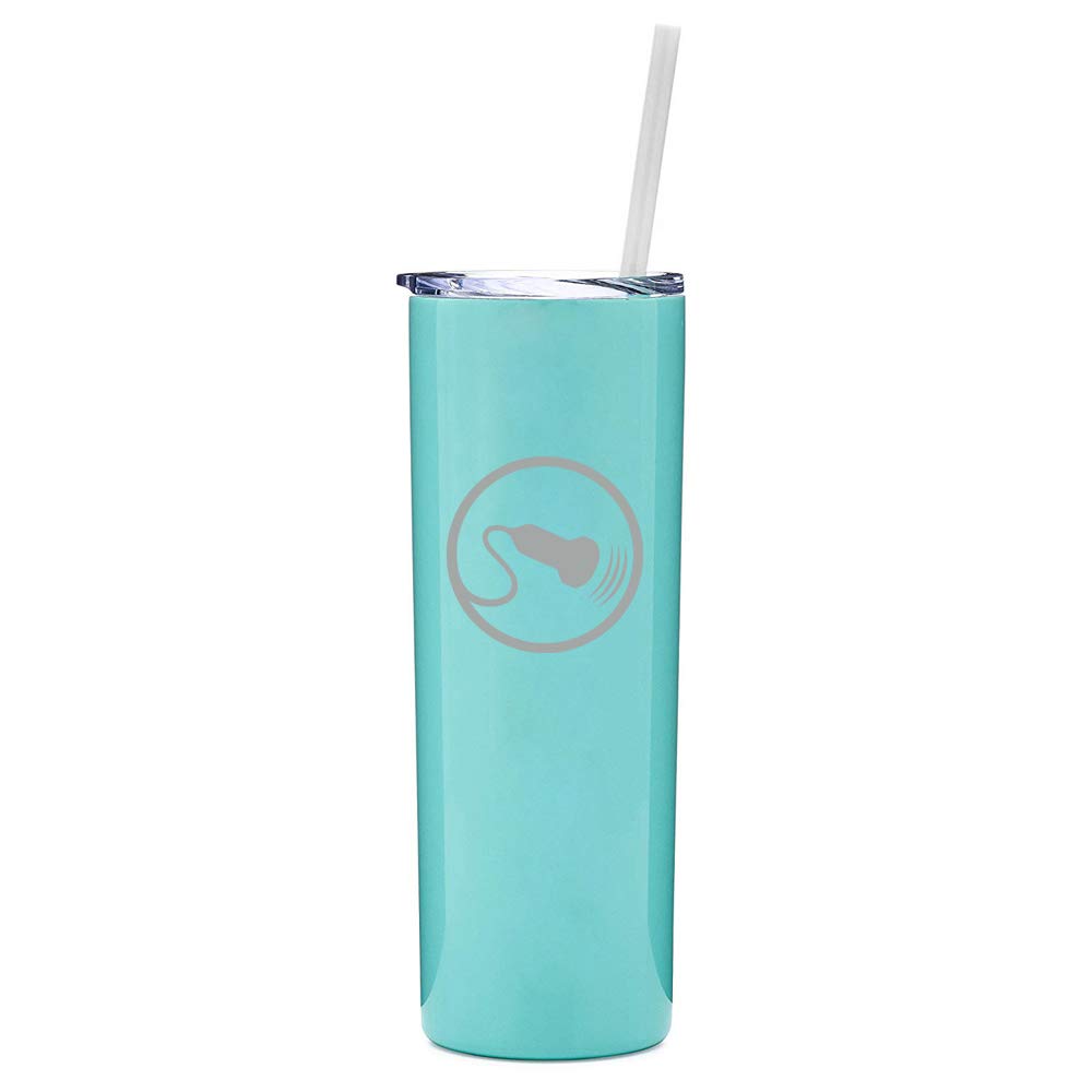 20 Oz Skinny Tall Tumbler Stainless Steel Vacuum Insulated Travel Mug With Straw Sonography Sonographer Ultrasound (Light Blue)