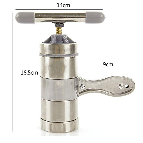 Hovico Press Pasta Machine,Stainless Steel Manual Noodles,5 Interchangeable Discs For Fine,Professional Fresh Pasta Machine Lasa