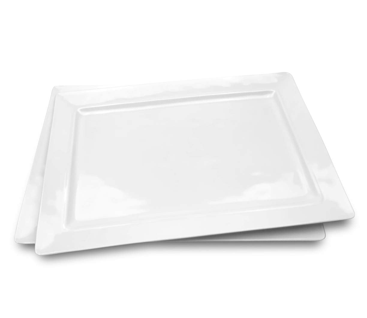 Melamine Serving Tray - 2 Piece 15.875'' X 10.875'' 100% Melamine Rectangular Platter,White Color | Shatter-Proof And Chip-Resis