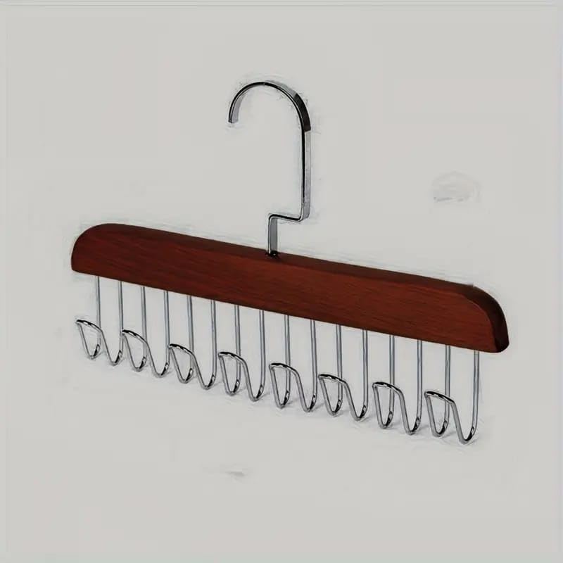 Barhary 1Pcs Wooden Closet Bra Hanger 8 Metal Hook Clothing Display Rack Scarfs Bra Hanging Hanger Storage Organizer Closet Supp
