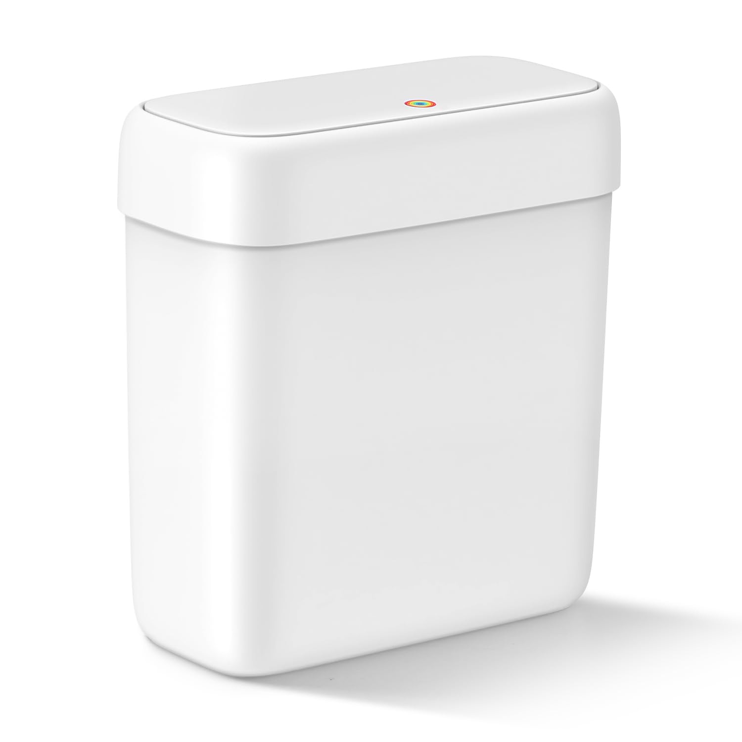MOPALL Small Bathroom Trash Can with Lid, 2.6 Gallons / 10 L Slim Plastic Garbage Bin with Pop-Up Lid, Mini Waste Basket Can Dog