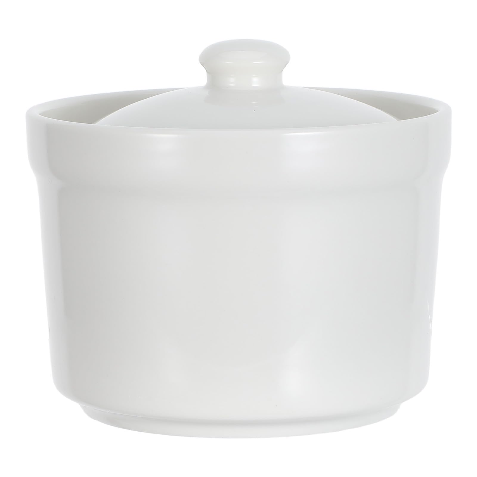 BIUDECO Ceramic Soup Bowl with Lid 5.03 Inch Steaming Pot for Steamed Eggs Desserts and Soup Serving Kitchen Tableware
