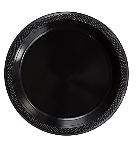 Exquisite 7 Inch. Dessert Plates Black Plastic Plates Disposable, 100 Count Black Plate Set, Disposable Plates For Party, Plasti