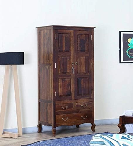 Pipercrafts Sheesham Wood Wadrobe  Already Assembled  Door Wardrobe Furniture For Clothes, Cupboard Wooden Almirah For Bedroom