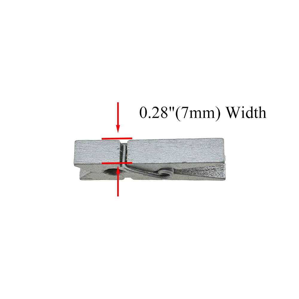 HAHIYO Silver Wooden Clothes Pins Clothespins Small Do NOT Fall Apart 1.38 inches Length 50 Pack Sturdy Strong Springs No Rust No Discoloration for Laundry Bathroom DIY Craft Photos Food Opened Bags