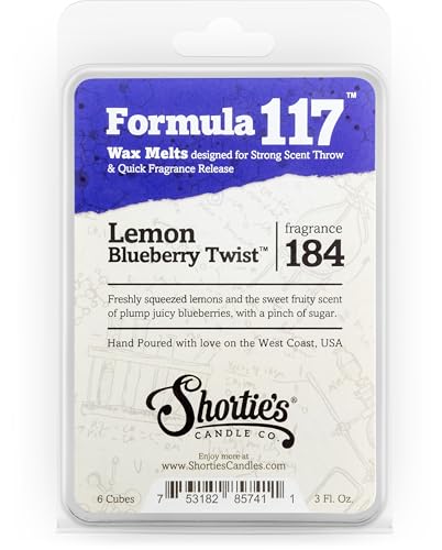 Shortie's Candle Company Lemon Blueberry Twist Wax Melts - Formula 117-1 Highly Scented 3 Oz. Bar - Made with Natural Oils - Fru