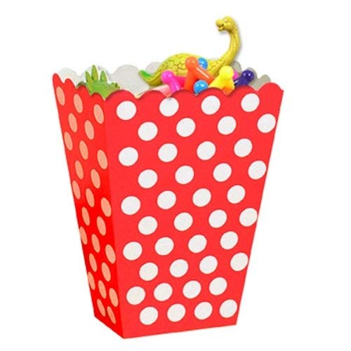 Ruby Red Dots Treat Boxes (Pack Of 8) - Elegant Paper Party Favor Containers - Perfect For Celebrations & Gifts