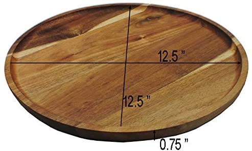 Jb Home Collection 4569, Premium Acacia Wooden Food Serving Charger Plate Platter Round Wooden Tea Tray Snack Platter (2, 12.5''