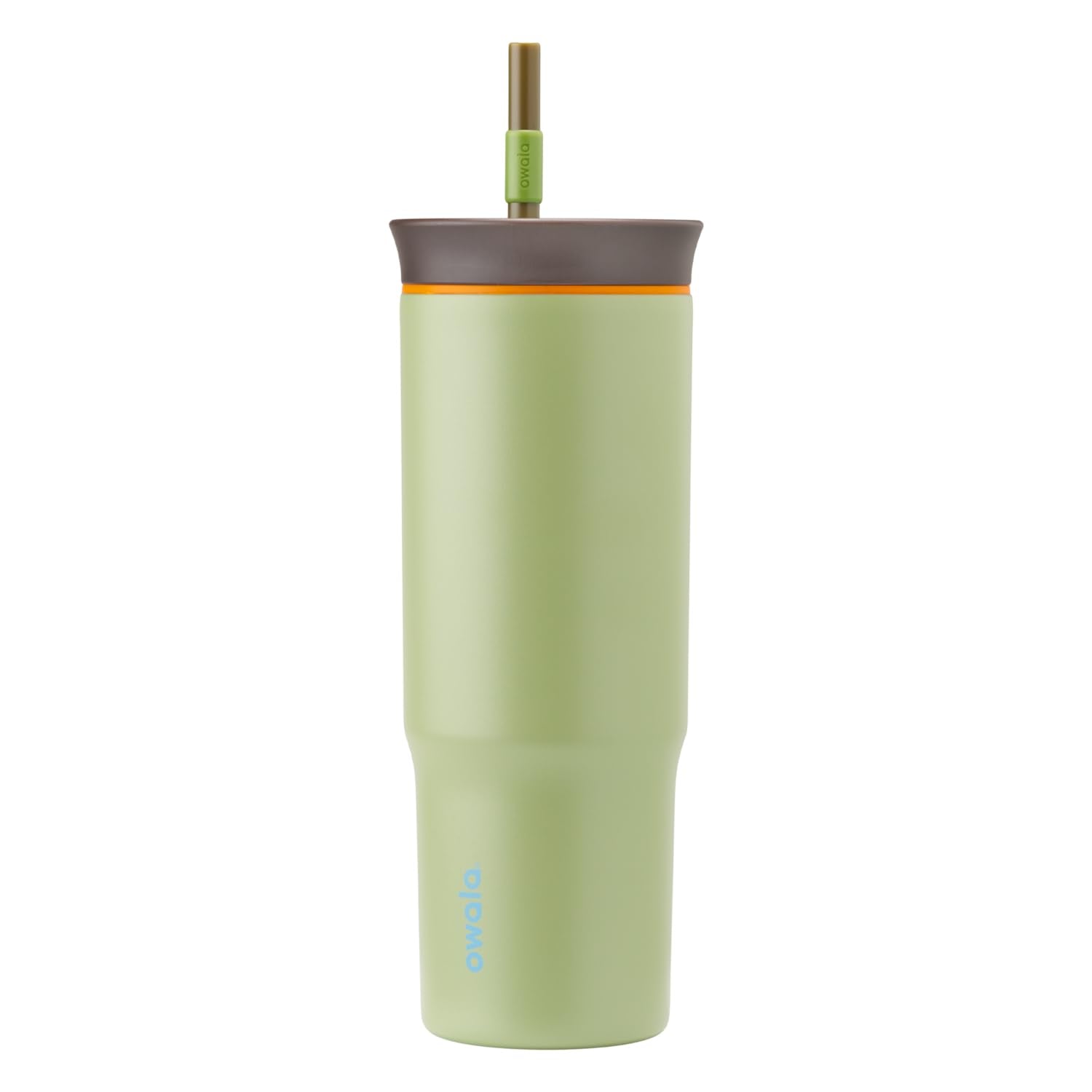 Owala Stainless Steel Triple Layer Insulated Travel Tumbler with Spill Resistant Lid and Straw, BPA Free, 24 oz, Brown/Green (Br
