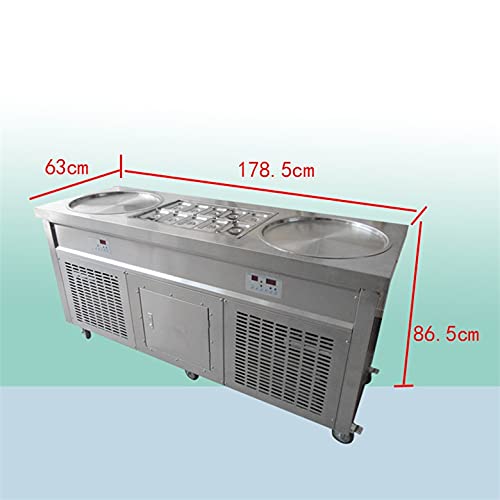 Kolice Commercial 22'' Double Round Pans Fried Ice Cream Machine With 10 Refrigerated Tanks, Auto Defrost, Instant Stir Roll Ice