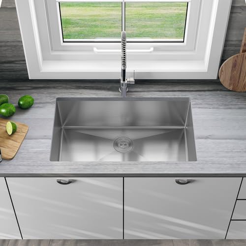 Sinber 32'' X 19'' X 10'' Undermount Single Bowl Kitchen Sink With 18 Gauge 304 Stainless Steel Satin Finish Hu3219S-S (Sink Onl