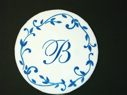 Designer Stencils 1.75 Inch Script Monogram Foodgrade Stencil, 1.75 X 1.4-3.35