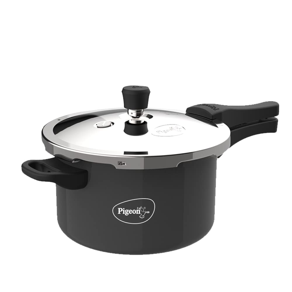 Pigeon Aluminium Hard Anodised Induction Base Pressure Cooker Outer Lid (Black, 4.5 Litre)
