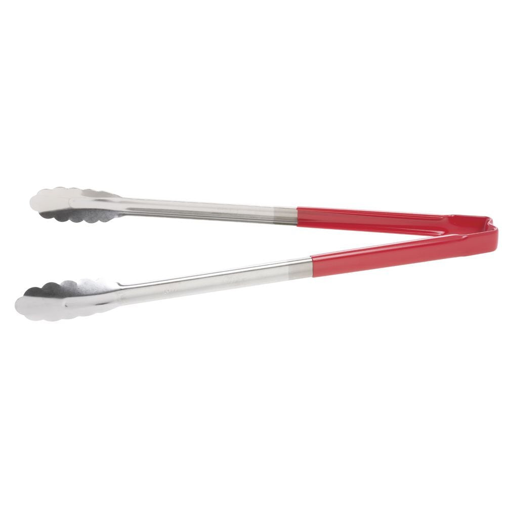 Vollrath Jacob'S Pride Stainless Steel One-Piece Utility Tong With Red Kool-Touch Handle - 16''L