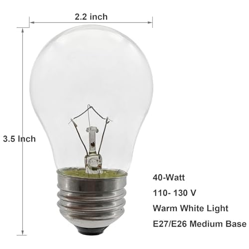 Appliance Oven Light Bulb A15 40 Watt Light Bulb,High Heat Incandescent Bulbs Resistant Appliance For Oven, Stove, Refrigerator,