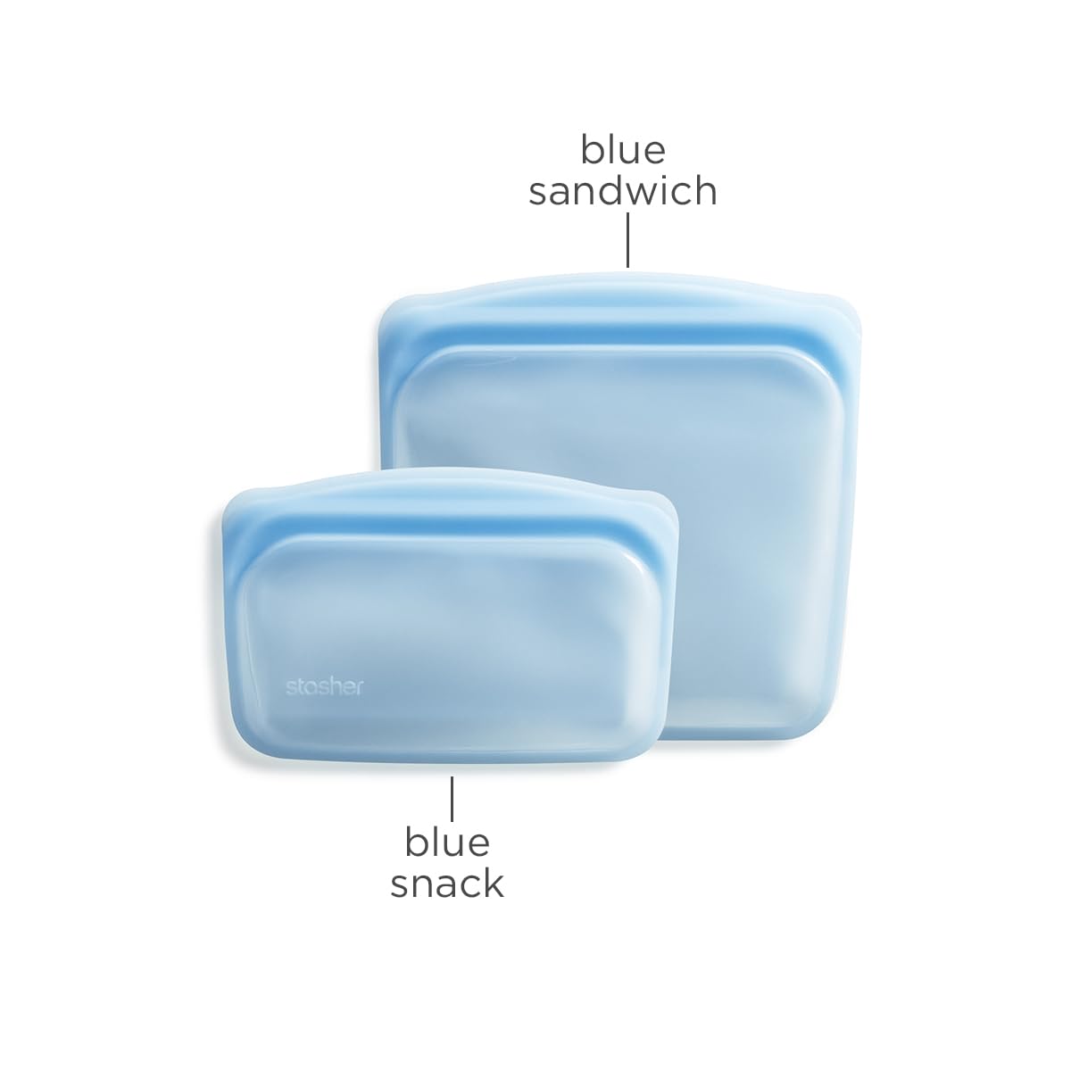 Stasher Premium Silicone Reusable Food Storage Bags, 2-Pack, Blue | Multi-Use Food Storage Bags, Lunch Bag, Travel Containers |