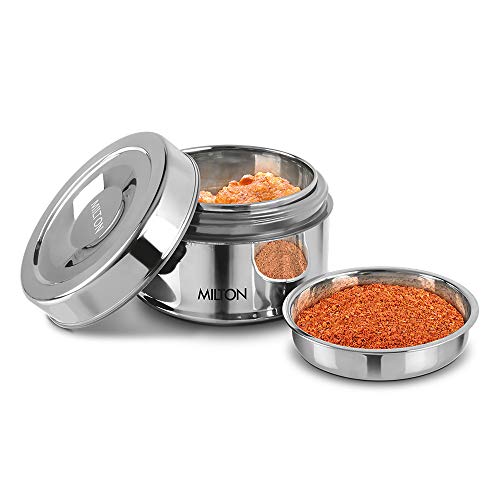 Milton Steel Snack Medium Lunch Box Pu Insulated Stainless Steel Container With Inner Partition Plate, 700 Ml, Silver, For Trave