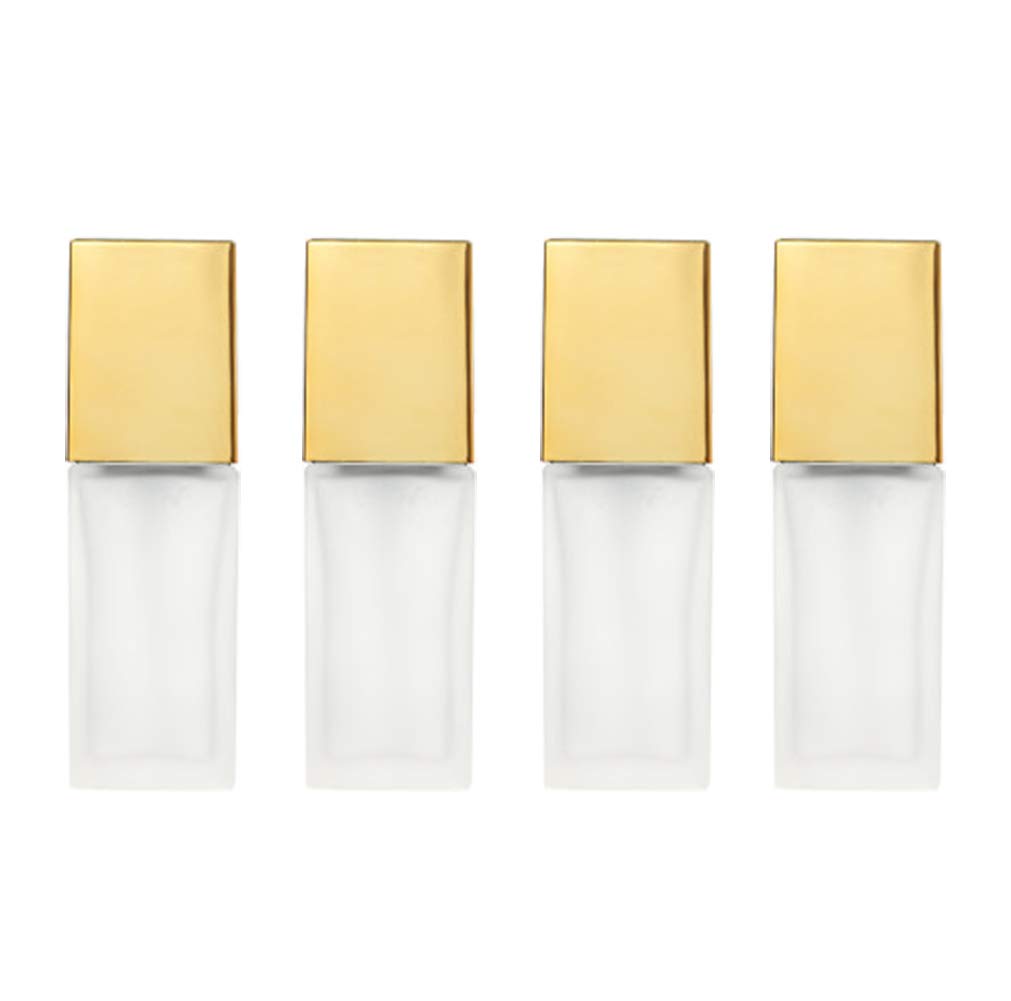 Usrommaner 4 Pack,1 Oz/30Ml Matte Glass Essence Lotion Pump Bottle,Empty Square Cosmetic Container Travel Liquid Foundation Base