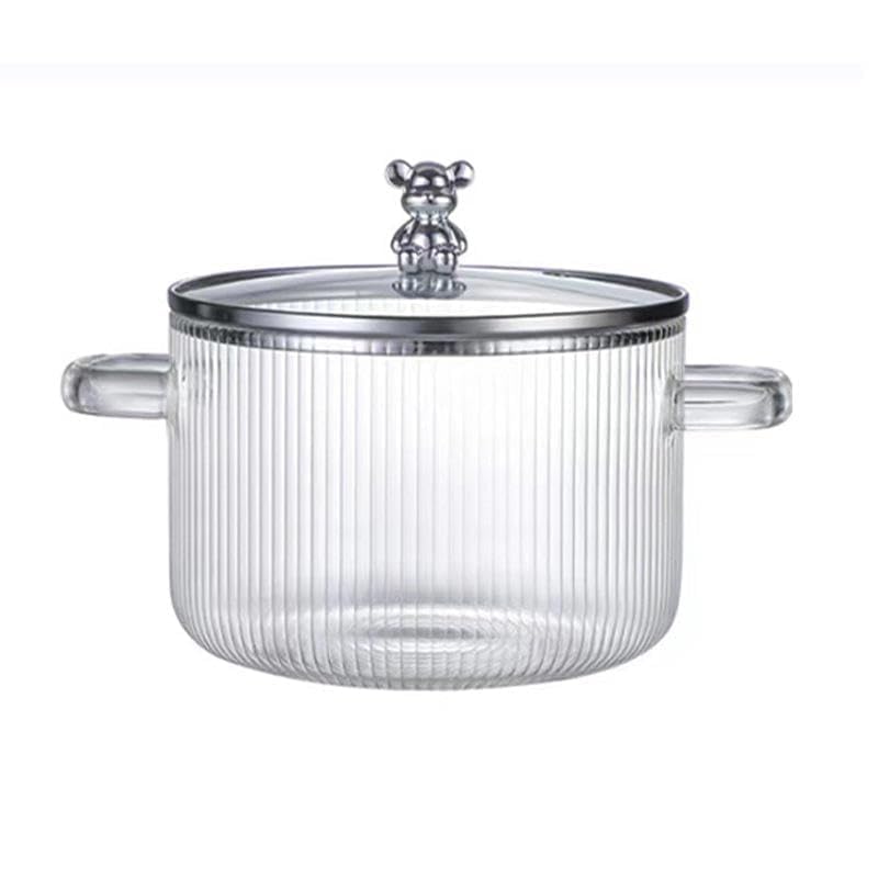 Bliss Start Clear Glass Simmer Pot With Lid, HeatResistant Glass Saucepan With Cover,Cooking Pot On Stove For Pasta Noodle, Sou