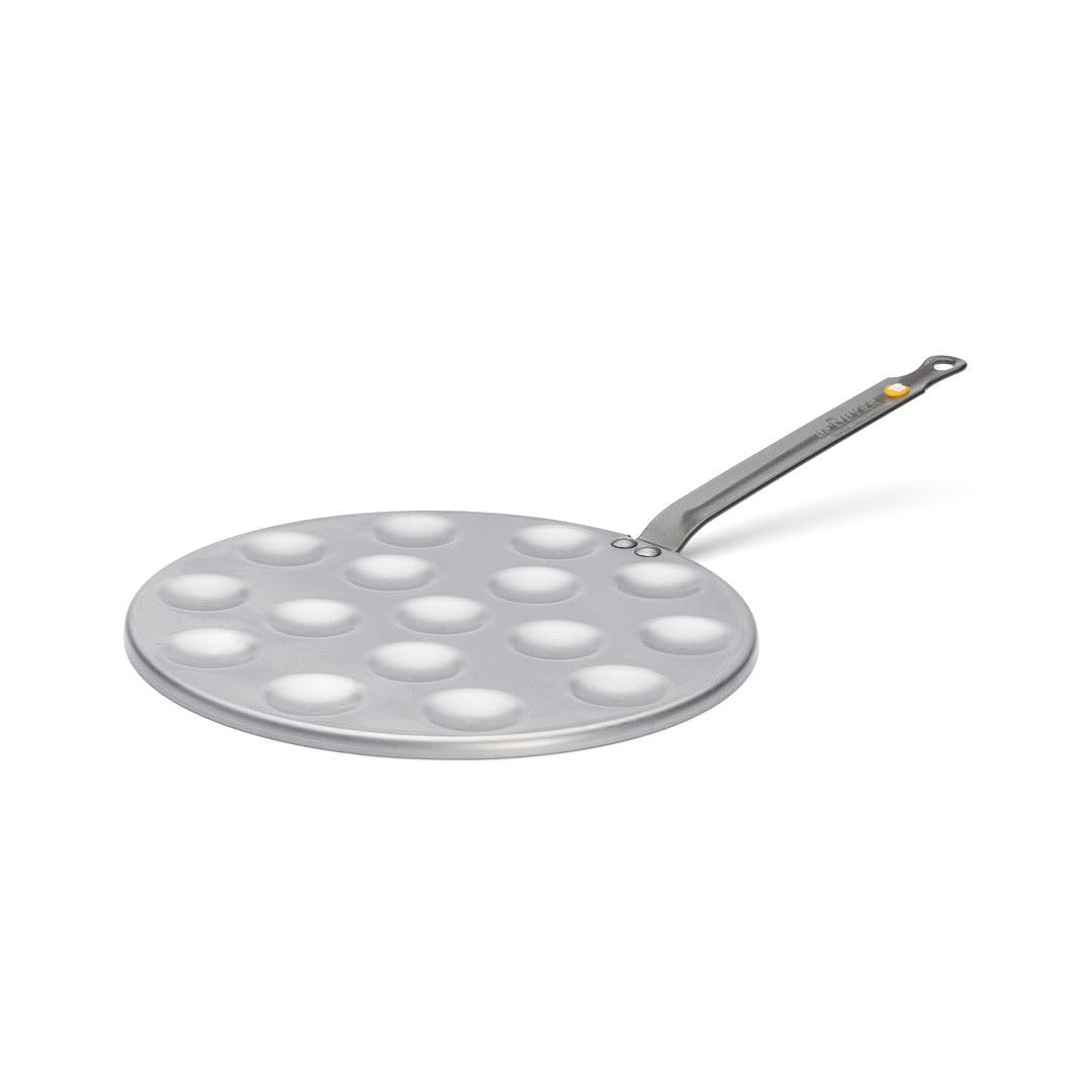 De Buyer Mineral B Carbon Steel Aebleskiver & Poffertjes Pan - Ideal For Mini Pancakes - Naturally Nonstick - Made In France