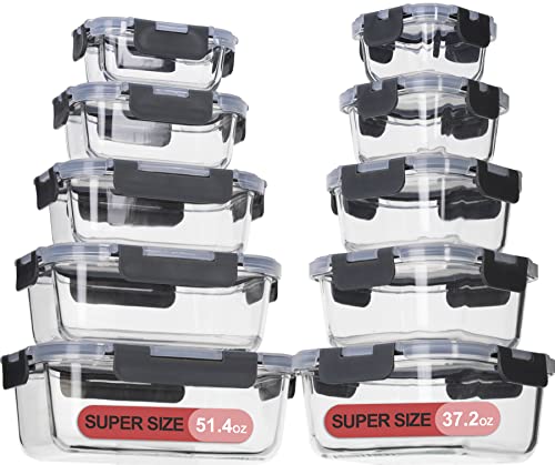 Coccot Food Storage Containers Set With Lids Airtight, Meal Prep Containers For Lunch , Glass Lunch Box For Kitchen, Bpa Free(20