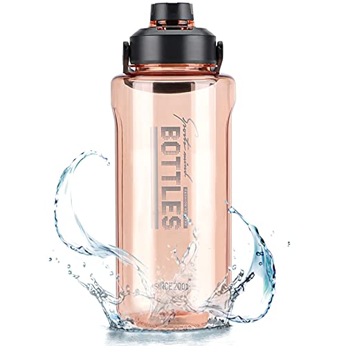 Olerd Half Gallon/64Oz Water Bottle With Handle, 2L Leak Proof Bpa Free Fitness Sports Water Jug, Ensure You Drink Enough Water