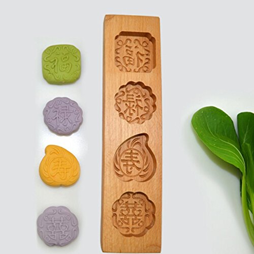 Jklcom Moon Cake Mold Wooden Chinese Mooncake Mold Mooncake Mold Press Wooden Cookie Mold Baking Mold Mid-Autumn Festival Moonca
