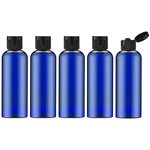 Lisapack 34Oz Travel Bottles With Flip Cap (5 Pcs) Empty Dispenser Container For Travel Size Cosmetics (100Ml, Blue )