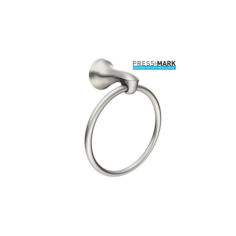 Moen Darcy Towel Ring With Press And Mark In Brushed Nickel