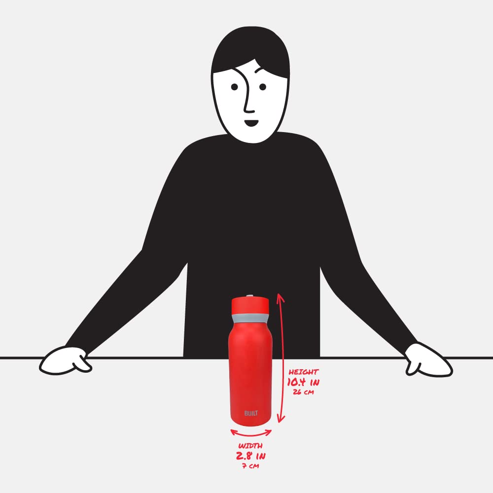 Built 32Oz Cascade Bottle With Wide Mouth Straw Lid And Filter Red