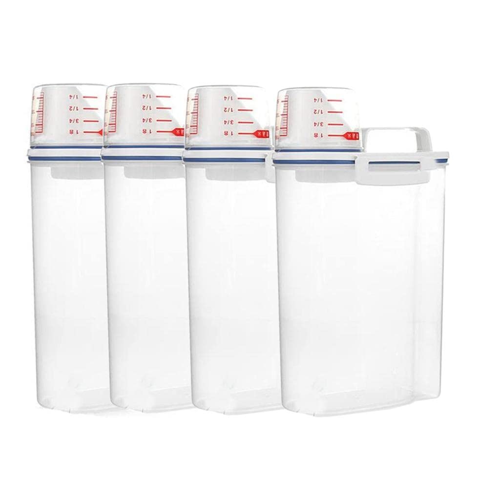 Ujeavette 4Pcs/Pack Cereal Dispenser Rice Storage Box Flour Container Measuring Cup