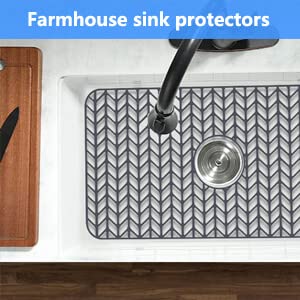 kitchen sink mats  JIUBAR sink protectors for kitchen sink silicone sink mat Sink Mat Grid 26''x 14'' for Bottom of Farmhouse Stainless Steel Porcelain Sink Center Drain.(Grey)